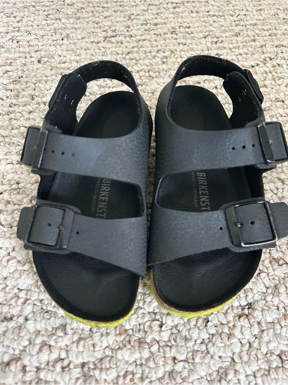 Birkenstock Milano kids sandals black/green buckle adjustable  EU 27 US 9/9.5
